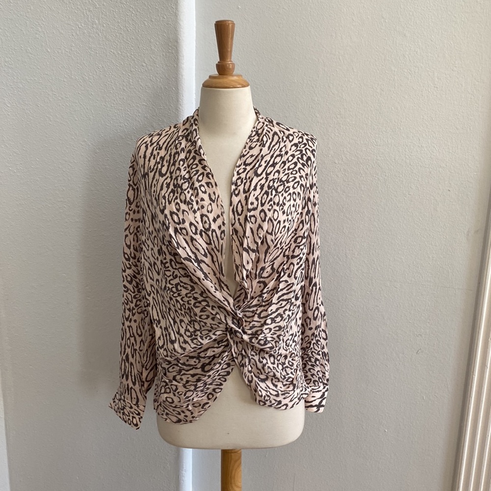 L’AGENCE Mariposa Animal Print Silk Blouse XS‎ TP NWT